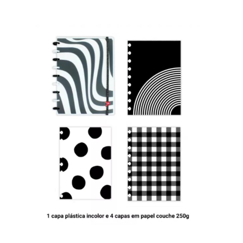 Caderno Decor P&b Grande 80fls Pop Disc