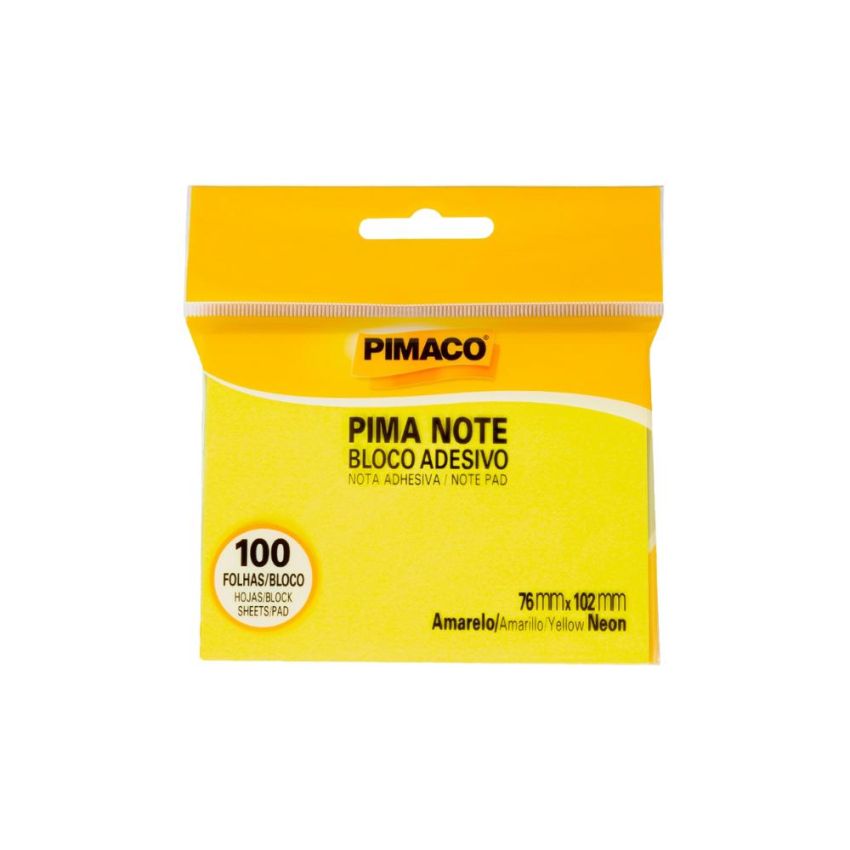 Bloco Adesivo Amarelo Neon 76x102mm C/100 Pimaco