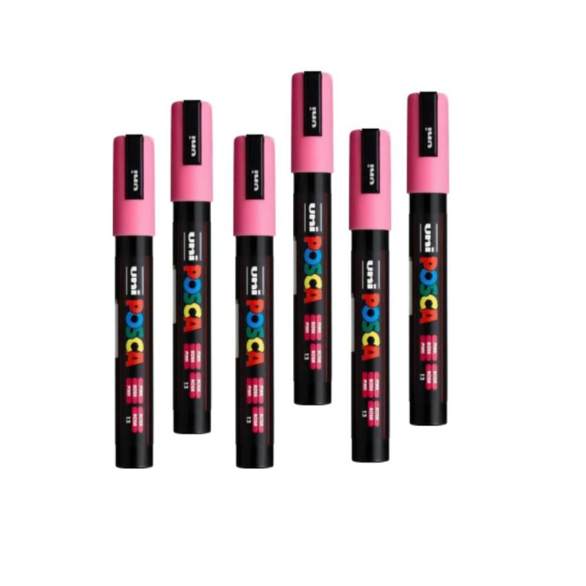 Kit com 6 unidade Caneta Uni-posca Pc-5m Rosa 7.5168 Uniball