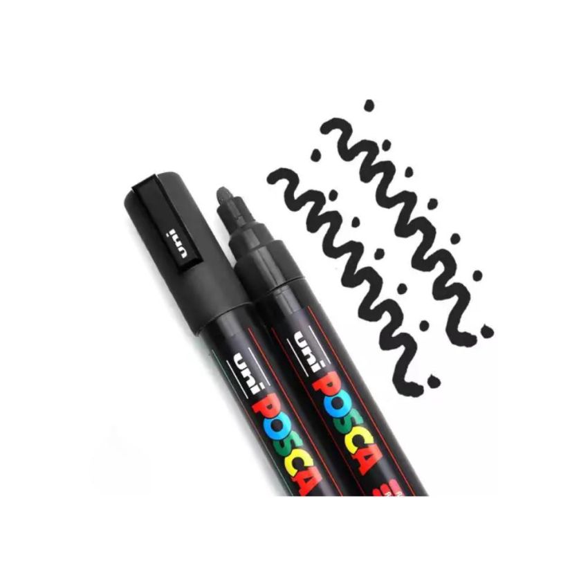 Kit com 6 unid. Caneta Uni-posca Pc-5m Preto 7.5144 Uniball