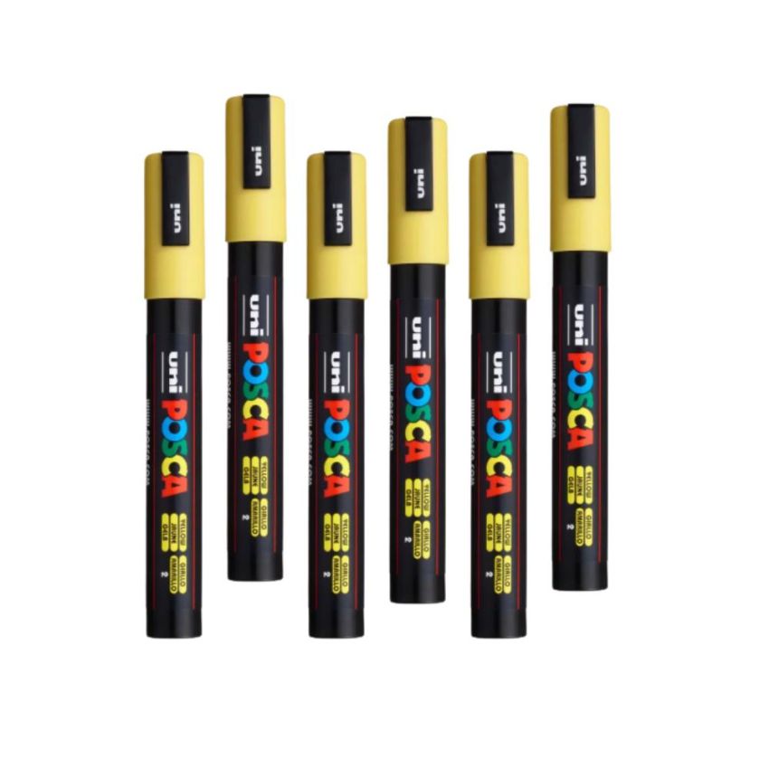 Kit com 6 uni. Caneta Uni-posca Pc-5m Amarelo 7.5169 Uniball