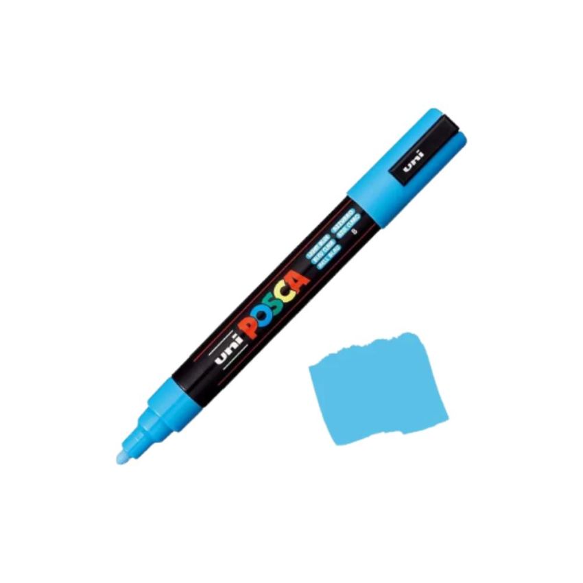 Kit com 6 Canetas Uni-posca Pc-5m Azul Claro 7.5156 Uniball.