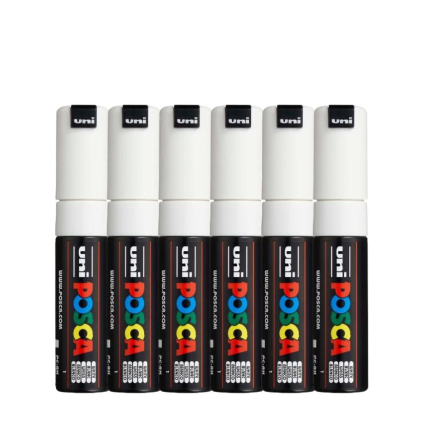 Kit com 6 uni. Caneta Uni-posca Pc-8k Branca 32.8800 Uniball