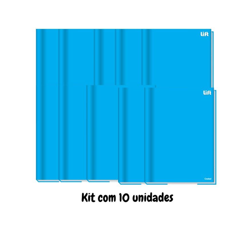 KIT C/ 10 CADERNOS BROCHURAO LIFT CAPA DURA 96FL AZ CREDEAL.
