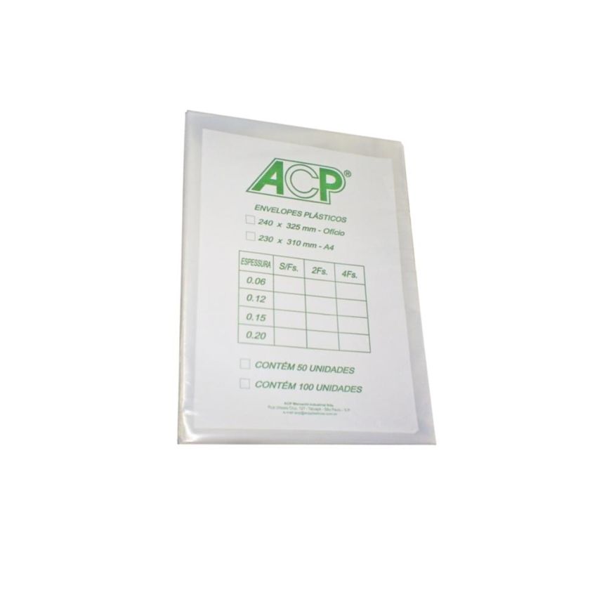 5 PACOTES ENVELOPE PLAST. OFICIO 15MM 2 FUROS  100 UNID  ACP