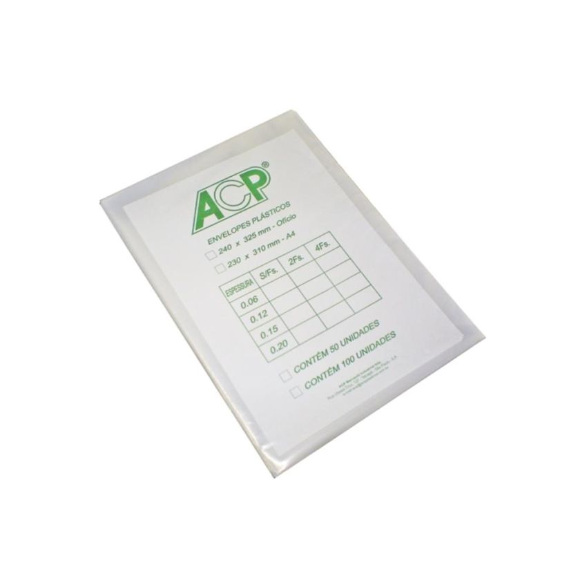 5 PACOTES ENVELOPE PLAST. OFICIO 15MM 2 FUROS  100 UNID  ACP