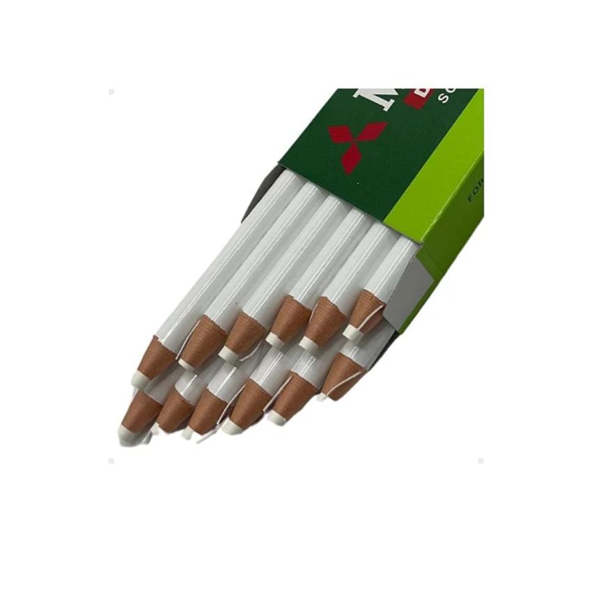 Caixa com 12 uni Lápis Dermatográfico Branco Mitsubishi 7600