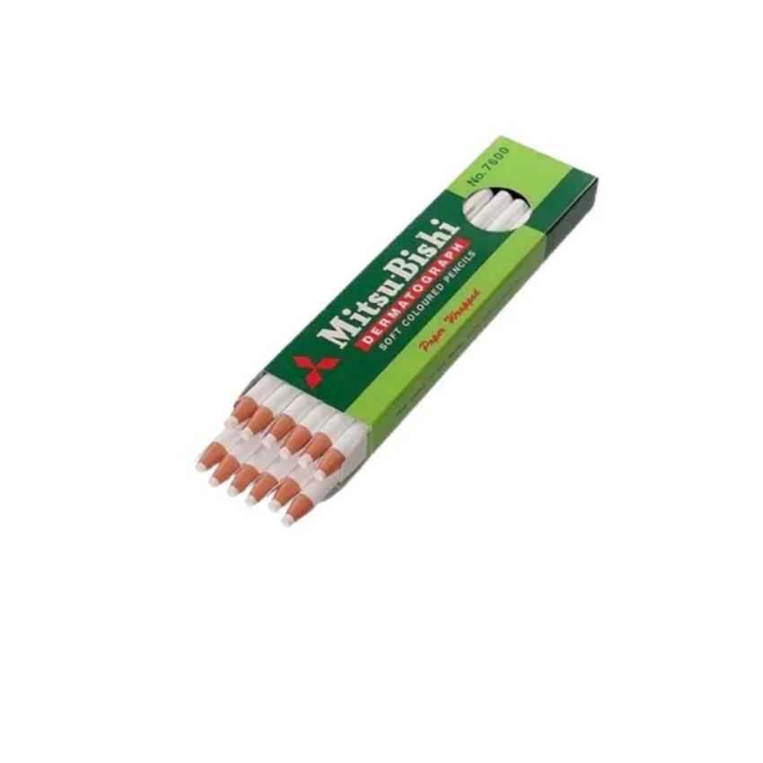 Caixa com 12 uni Lápis Dermatográfico Branco Mitsubishi 7600