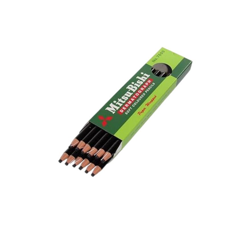 Caixa com 12 uni. Lápis Dermatográfico Preto Mitsubishi 7600