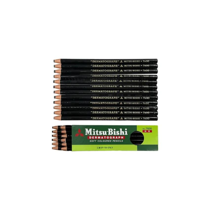 Caixa com 12 uni. Lápis Dermatográfico Preto Mitsubishi 7600
