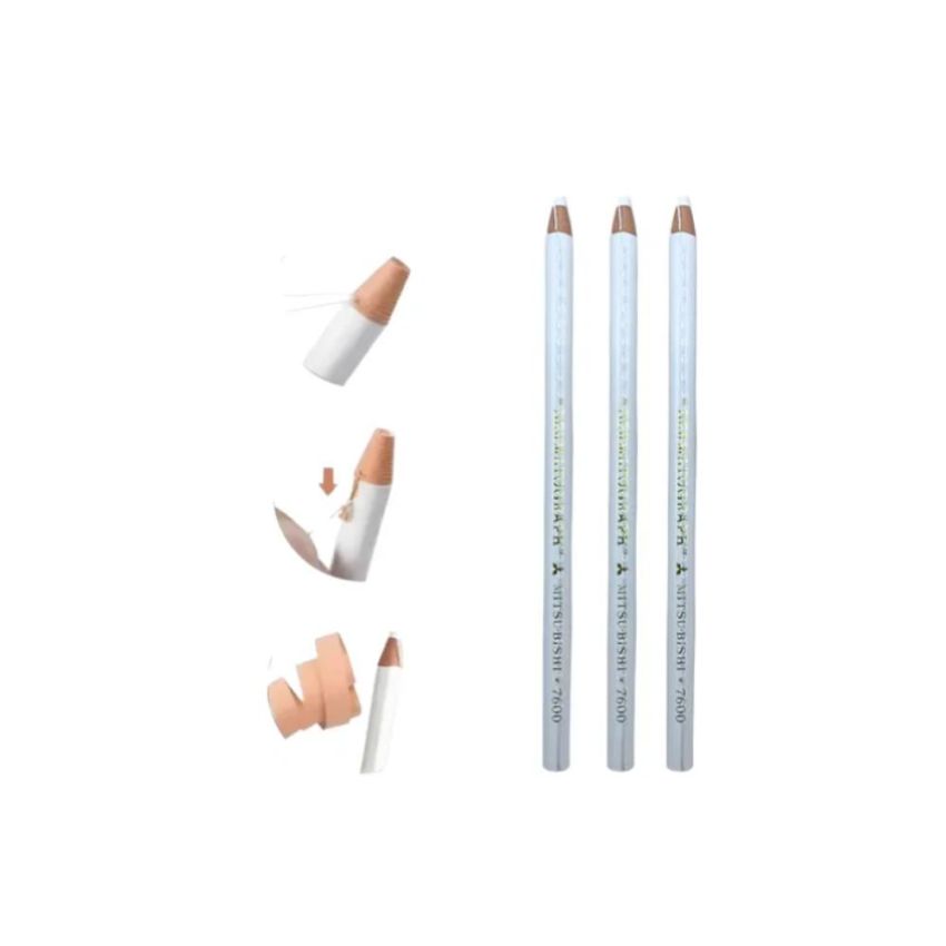 Caixa com 12 uni Lápis Dermatográfico Branco Mitsubishi 7600