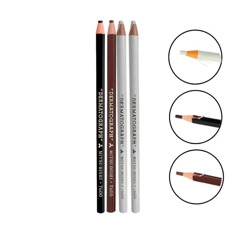 Kit c/ 4 lápis dermatográfico  Mitsubishi 2 bc, 1 pt, 1 mr