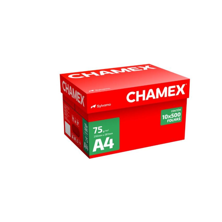 Papel Sulfite Chamex A4 75gr Caixa C/10 Resmas de 500 Folhas