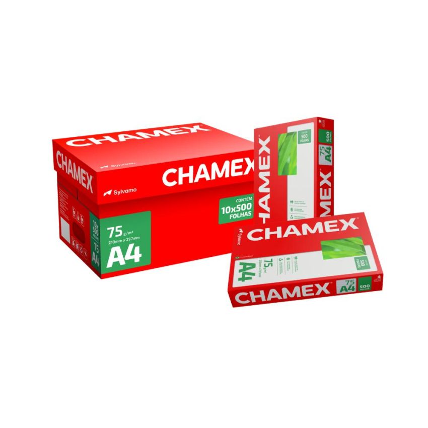 Papel Sulfite Chamex A4 75gr Caixa C/10 Resmas de 500 Folhas