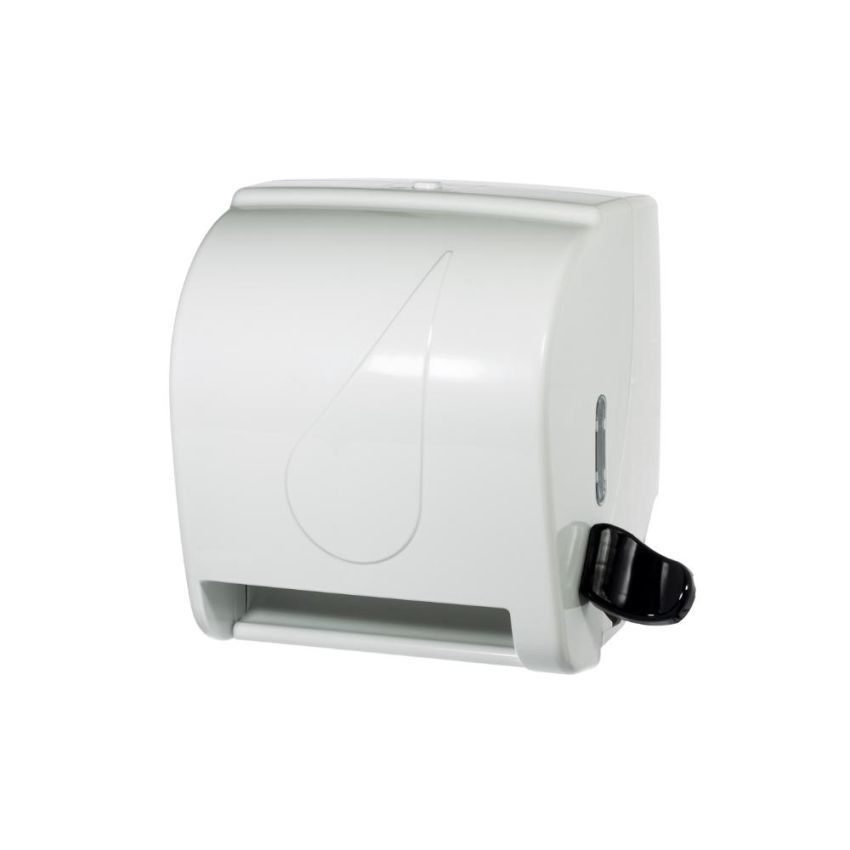 Dispenser Toalheiro de Alavanca p/ Papel Toalha Bobina Branco Dropy Fortcom