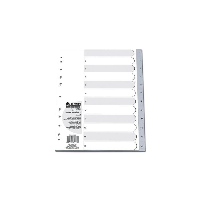 Divisoria P/fichario a4 1-12 Pvc cz 1725  Chies