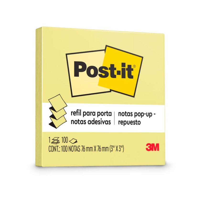 Post-it Pop up Refil 76x76mm 100 Folhas Amarelo  R330 3m