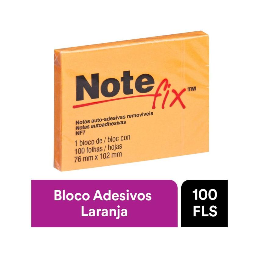 Notas Adesivas Notefix 76x102mm 7 C/100 Laranja  3m
