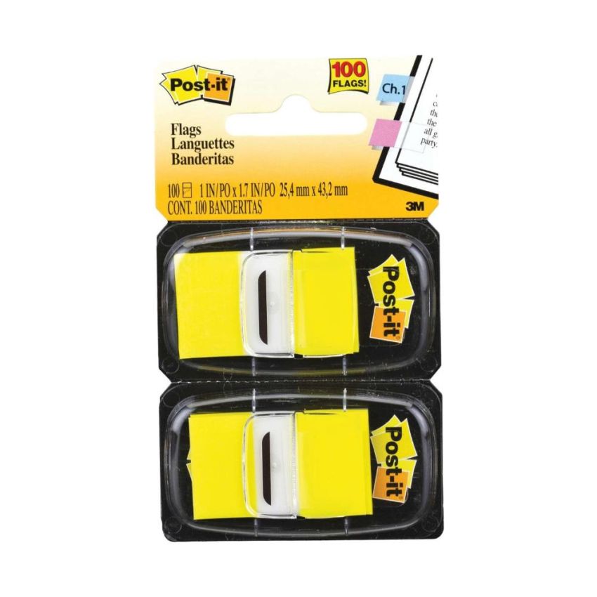 Post-it Flags 25,4x43,2mm 2 Blocos 100 Folhas Amarelo 3m