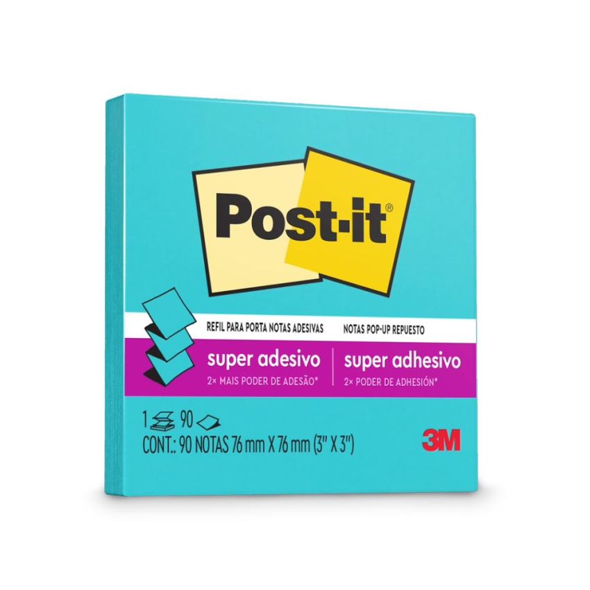 Post-it Pop up Refil 76x76mm 90 Folhas Azul Ceu 3m