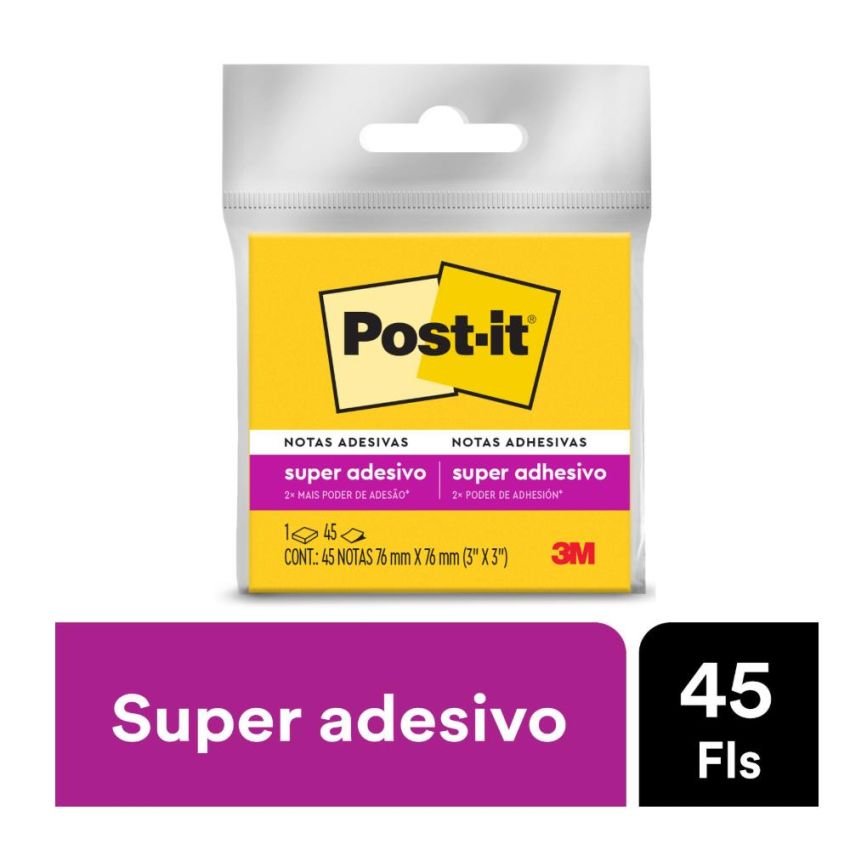 Post-it 76x76mm Amarelo Neon 45 Folhas  3m