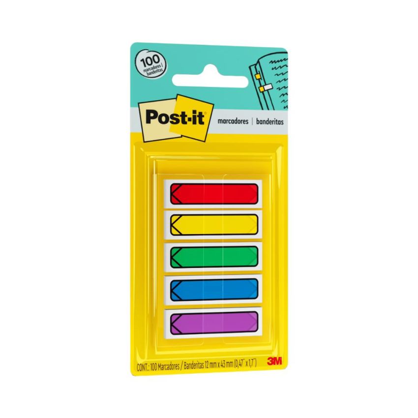 Post-it Marcador de Paginas Flags Seta 5 Cores 100 Folhas 3m