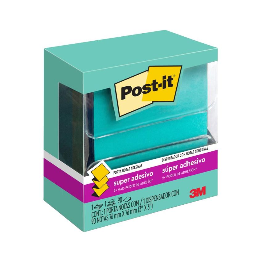 Suporte Post it p/ Blocos Ades 76mmx76mm Trasnp/preto + 1bl C/90fls 3m