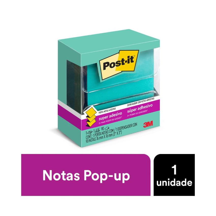Suporte Post it p/ Blocos Ades 76mmx76mm Trasnp/preto + 1bl C/90fls 3m