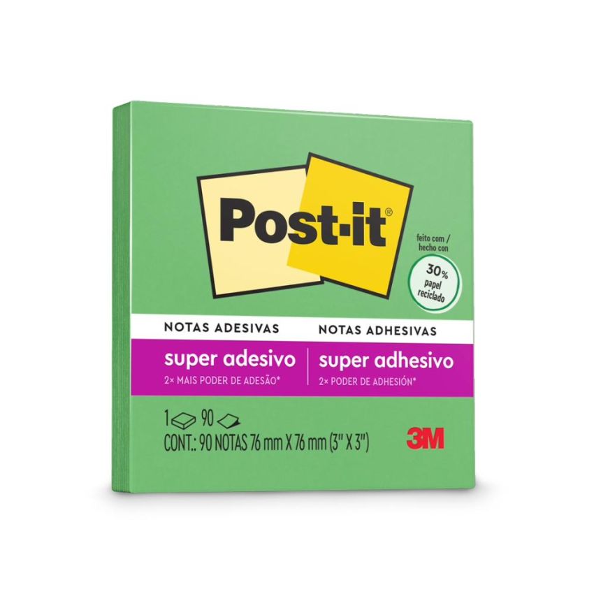 Post-it Super Adesivo 76x76mm 90 Folhas Verde Limao 3m