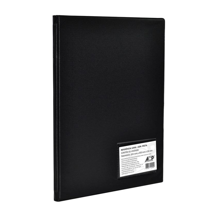Pasta Catalogo c/ Visor 4 Parafusos 50 Envelopes 0,12 Preto 124m Acp