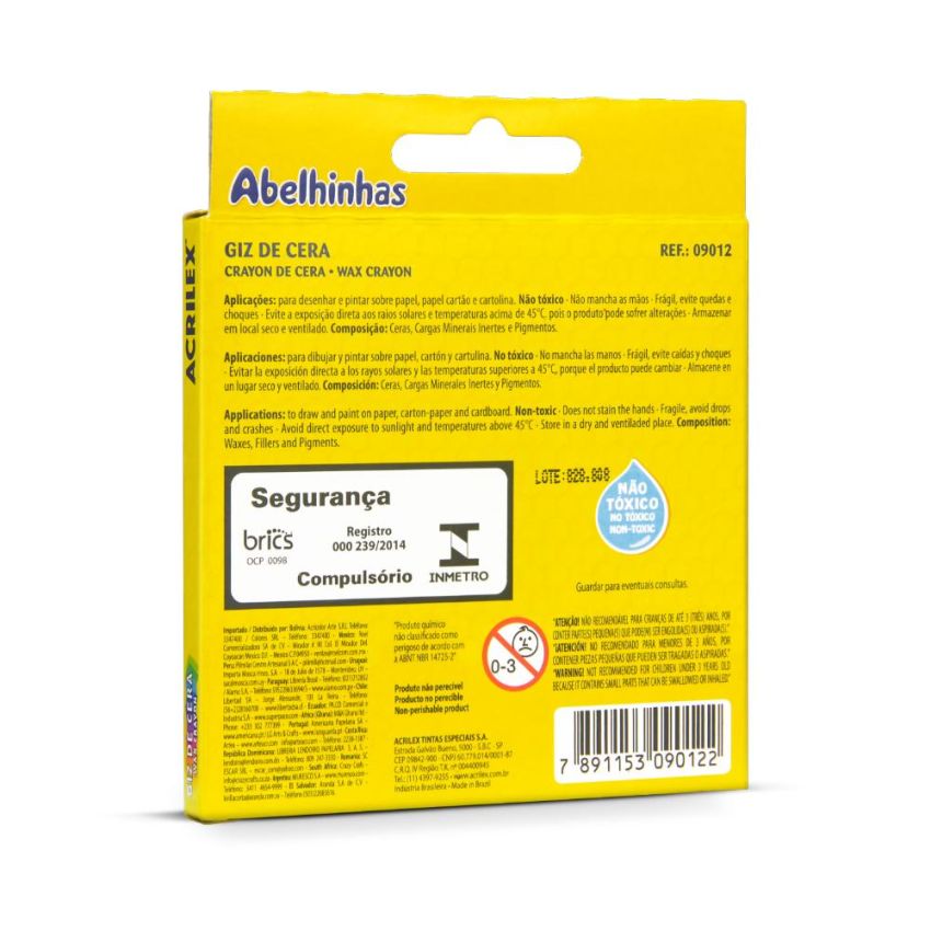 Giz de Cera C/12 Cores 09012  Acrilex