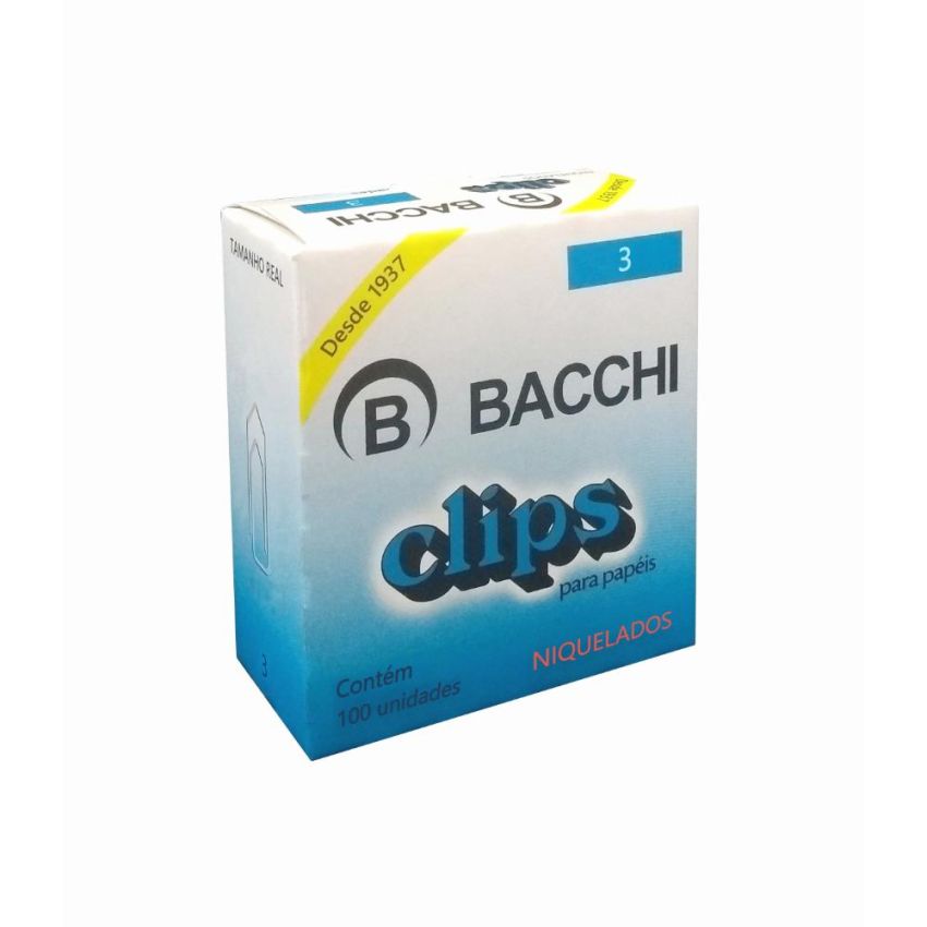 Clips n 3 Niquelado Linha Premium C/100  Bacchi