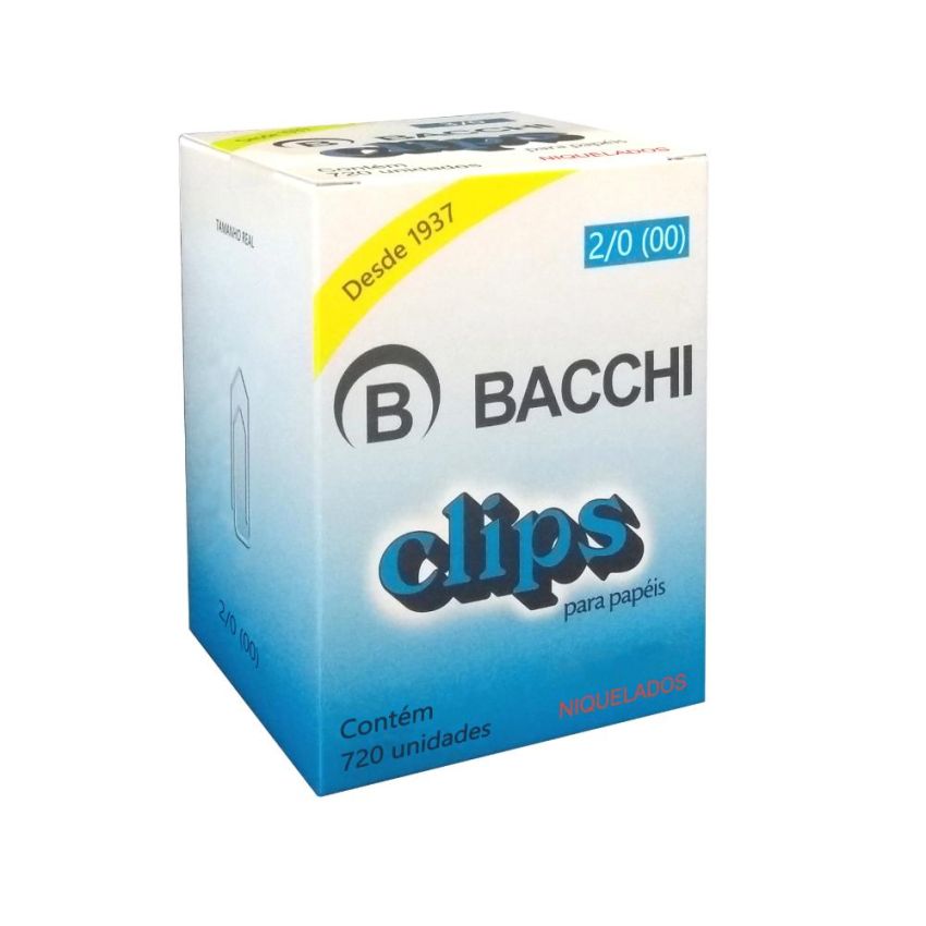 Clips n 2/0 ou 00 Niquelado Linha Premium 500 gr  Bacchi