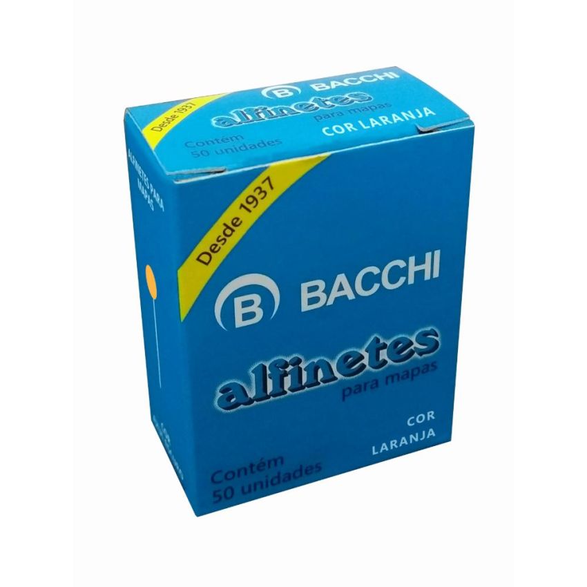 Alfinete P/mapa C/50 Laranja  Bacchi