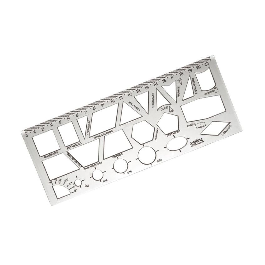 Regua Geometrica 22x10cm Cristal Ref 10270038  Waleu