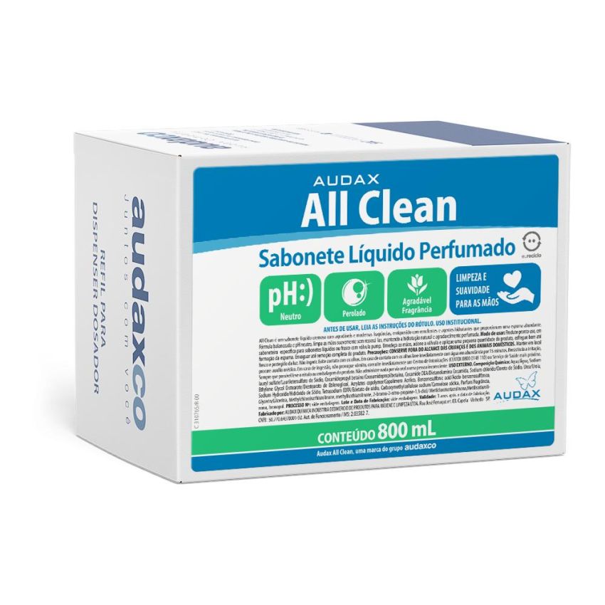 Sabonete Liquido Perolado Por do Sol / Pessego All Clean Refil 800ml 111186 Audax
