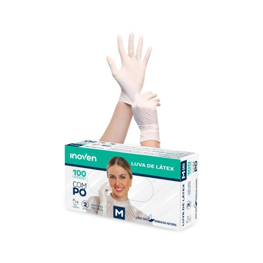 Luva Latex Profissional c/ po Tam. 8(m) ca 45332 Cart. c/ 100 Und Ref. 3022 Inoven