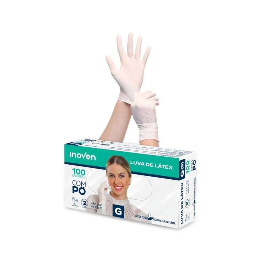 Luva Latex Profissional c/ po Tam. 9(g) ca 45332 Cart. c/ 100 Und Ref. 3023 Inoven