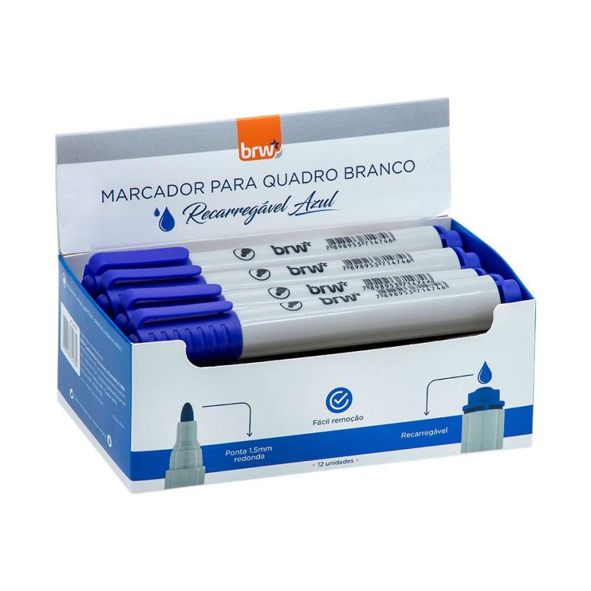Marcador Quadro Braco Recarregavel Ponta Redonda Azul Ca6001