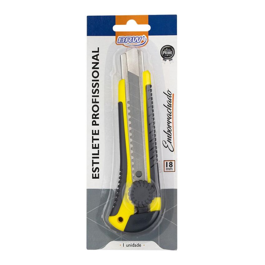 Estilete Profissional Largo 18mm c/ Cabo Emborrachado Es1804 Brw