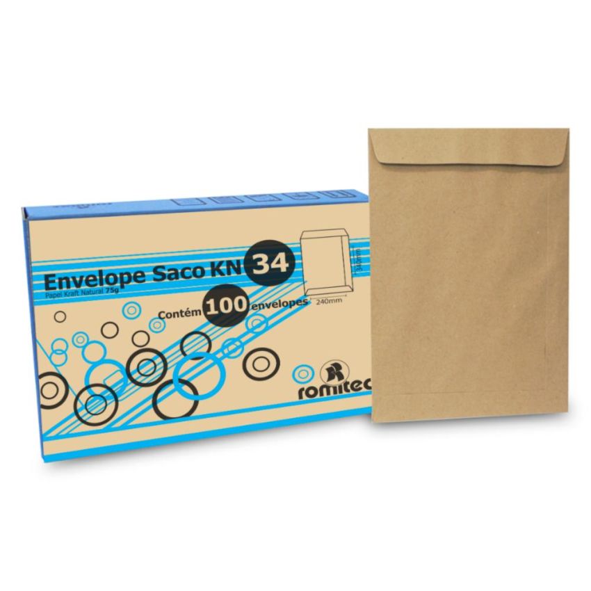 Envelope Saco Kraft Natural Kn34 240mmx340mm C/100 2119r