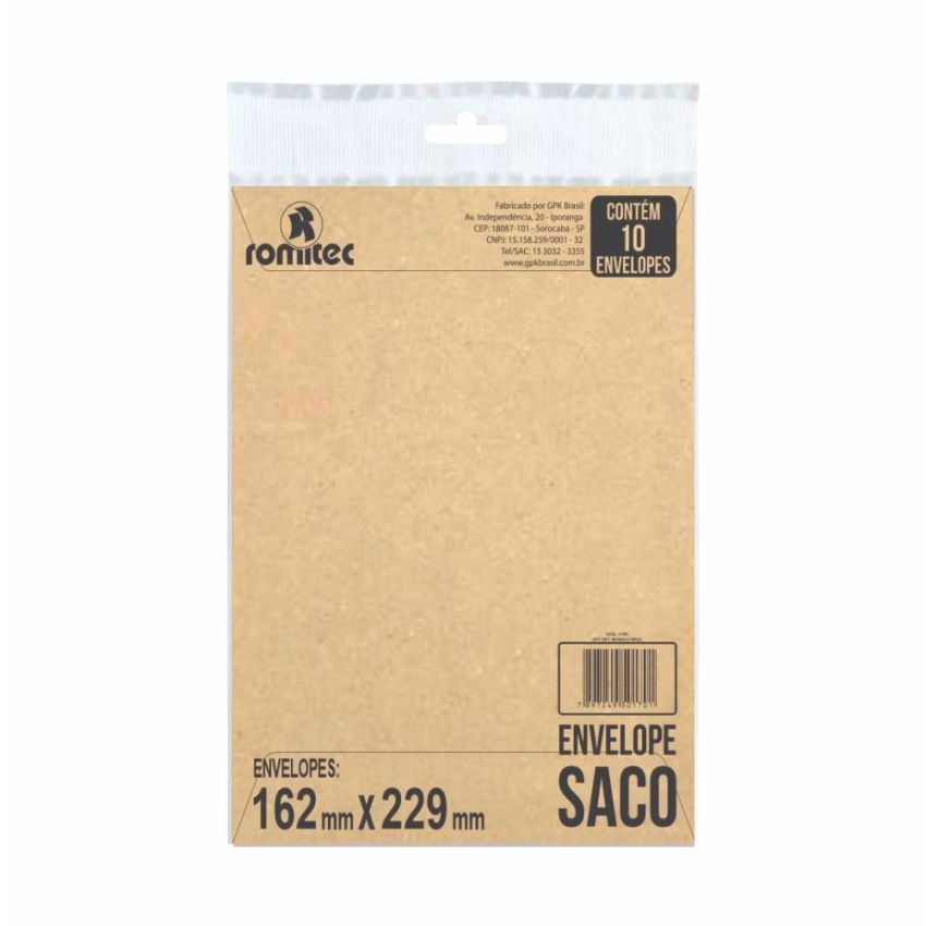 Envelope Saco Natural Kn23 162mmx229mm C/10 177r
