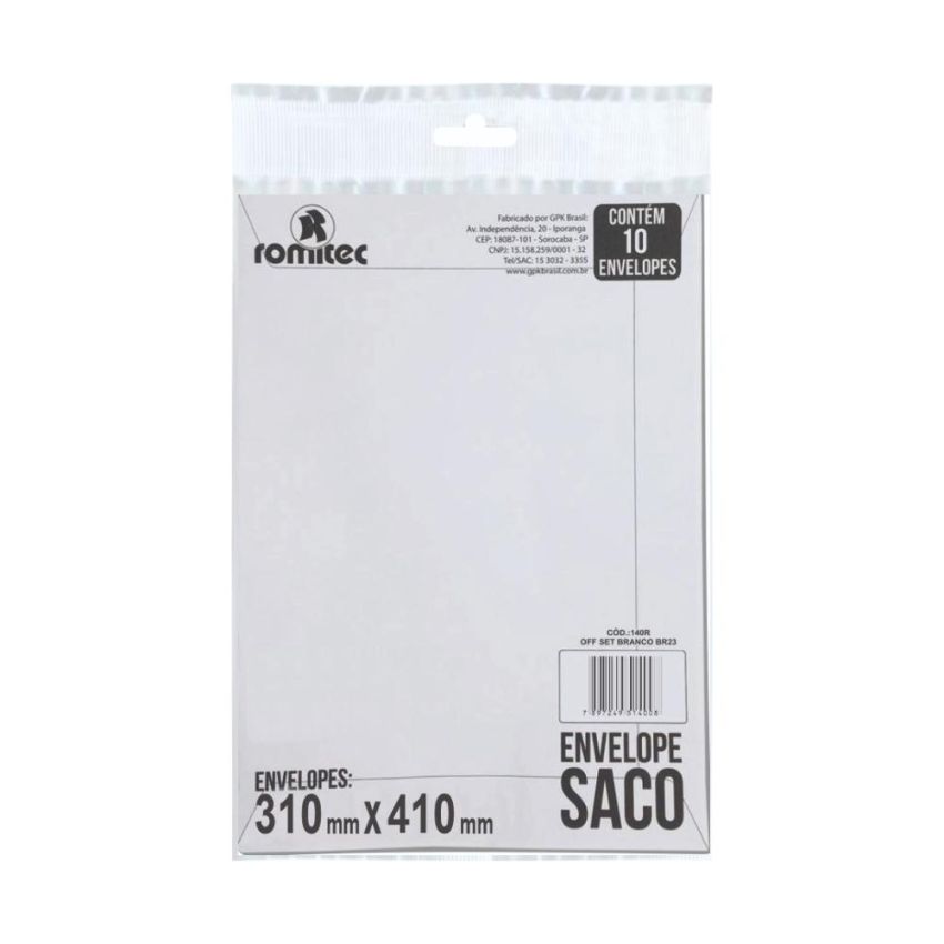 Envelope Saco Branco Br41 310mmx410mm C/10 176r