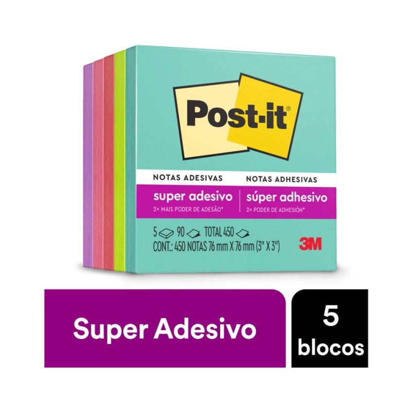 Post-it Colecao Super Nova 76x76mm 5 bl 450f 3m