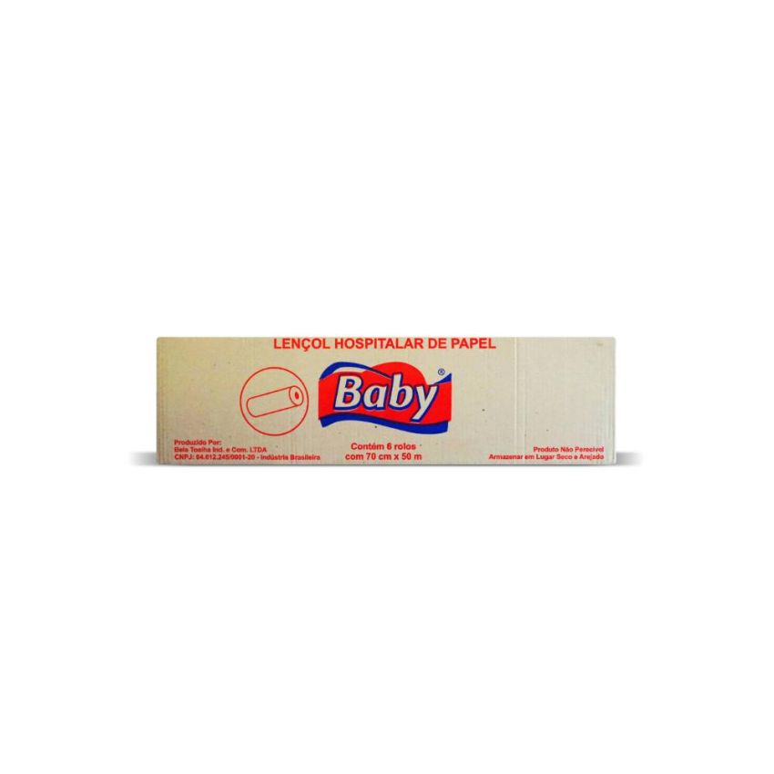 Lencol Hospitalar Soft 70x50m cx c/ 6 Rolos Baby