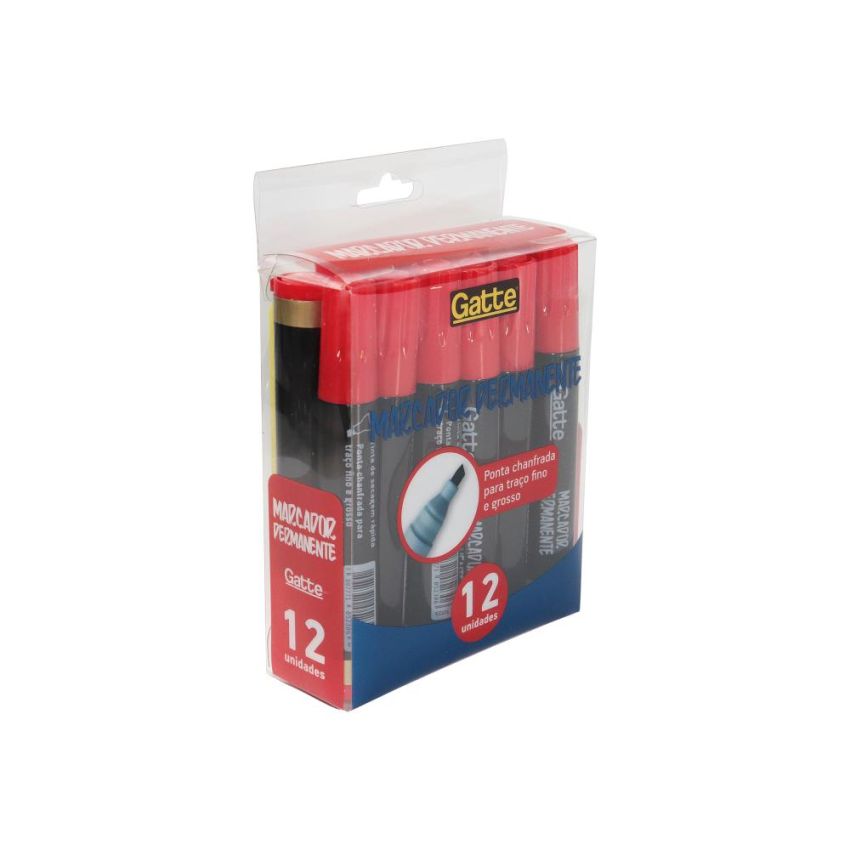 Marcador Permanente Chanfrado Vermelho 10523 Gatte
