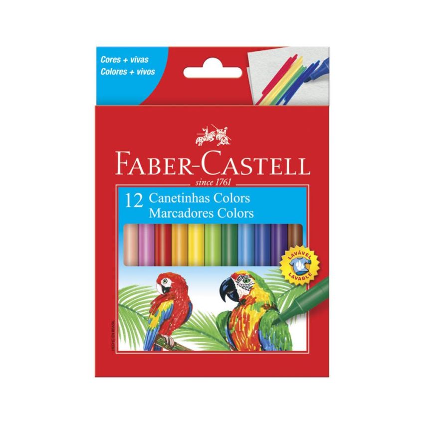 Caneta Hidrografica 12 Cores Grande 150112zf  Faber