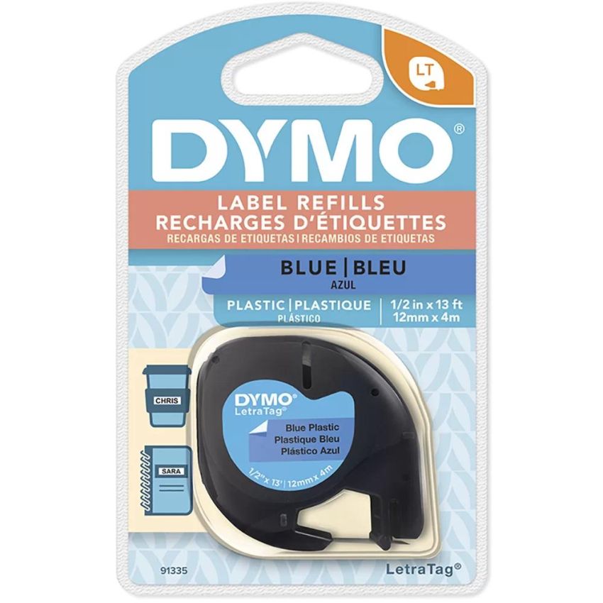 Fita Rotulador 12mm x 4m Preto/azul 91335  Dymo