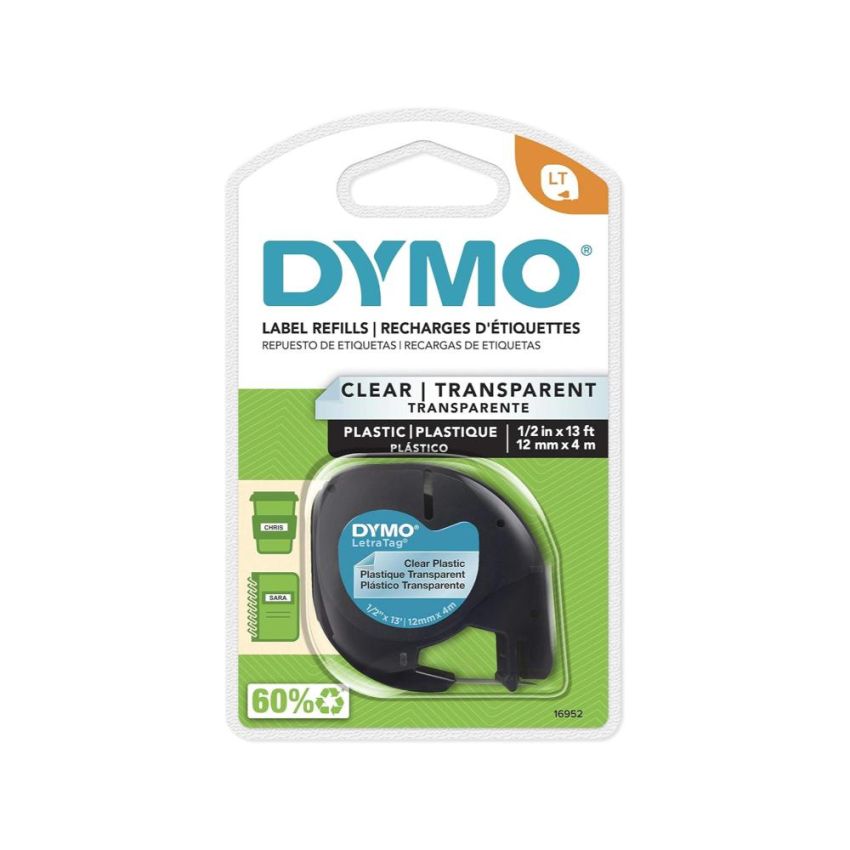 Fita Rotulador 12mm x 4m Pt/cr 16952  Dymo