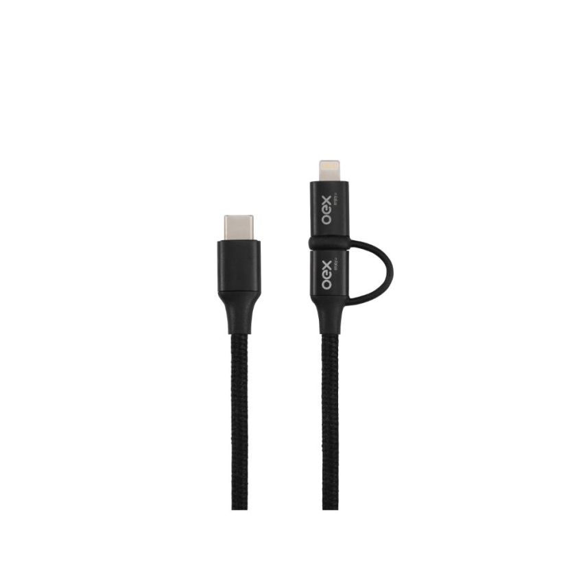 Cabo Usb 2 em 1 Type c Lightning em Nylon 1m Ce302 Preto 48.7415 Oex